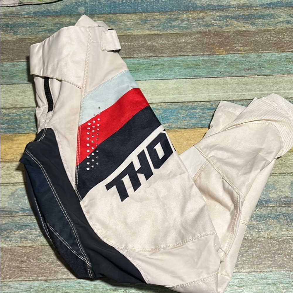 Thor Cream and Black Racing Pants with Stripes